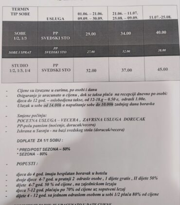 Naš novi cjenovnik za sezonu 2026. je objavljen